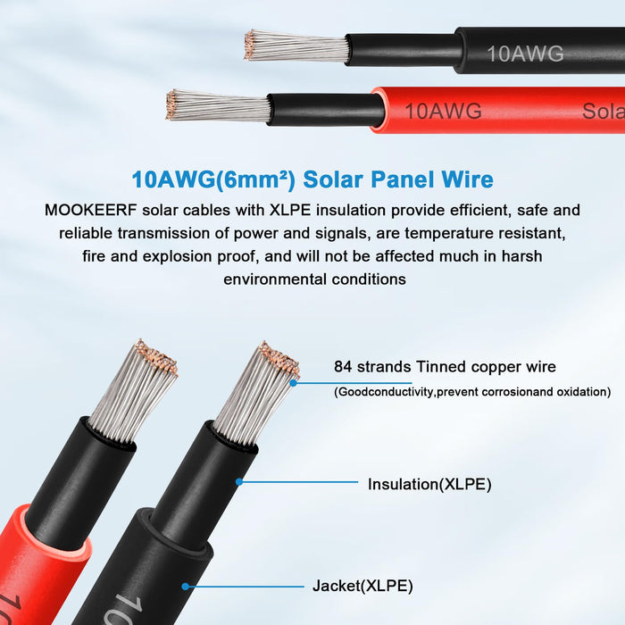 ACOPOWER |  10Ft Solar Extension Cable 10 AWG(6mm²)