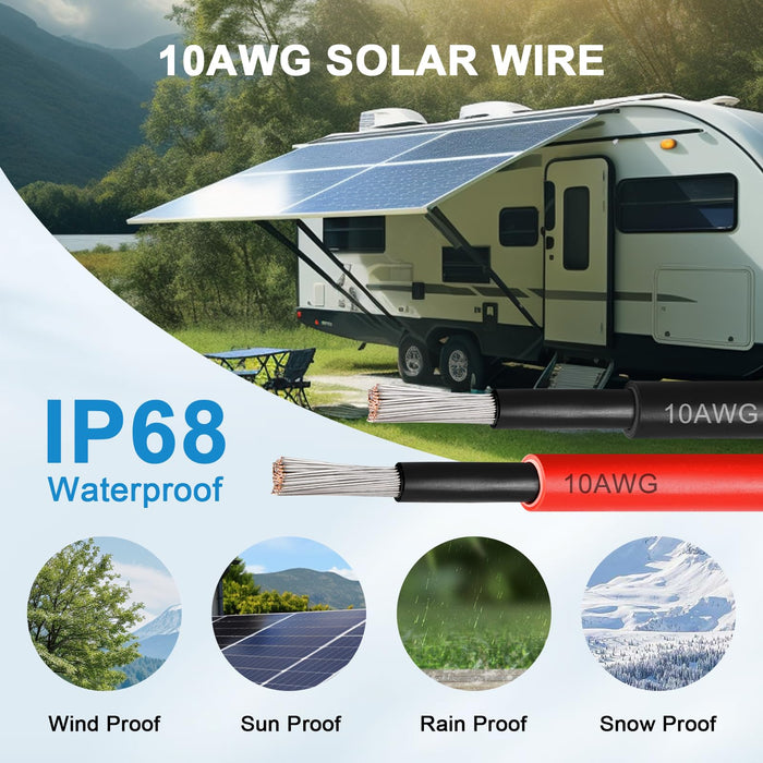 ACOPOWER |  10Ft Solar Extension Cable 10 AWG(6mm²)
