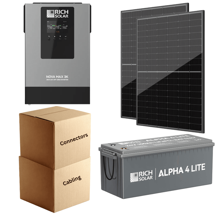 Rich Solar SPARK 880W Solar + 2.56kWh Battery Complete Solar Hybrid Kit