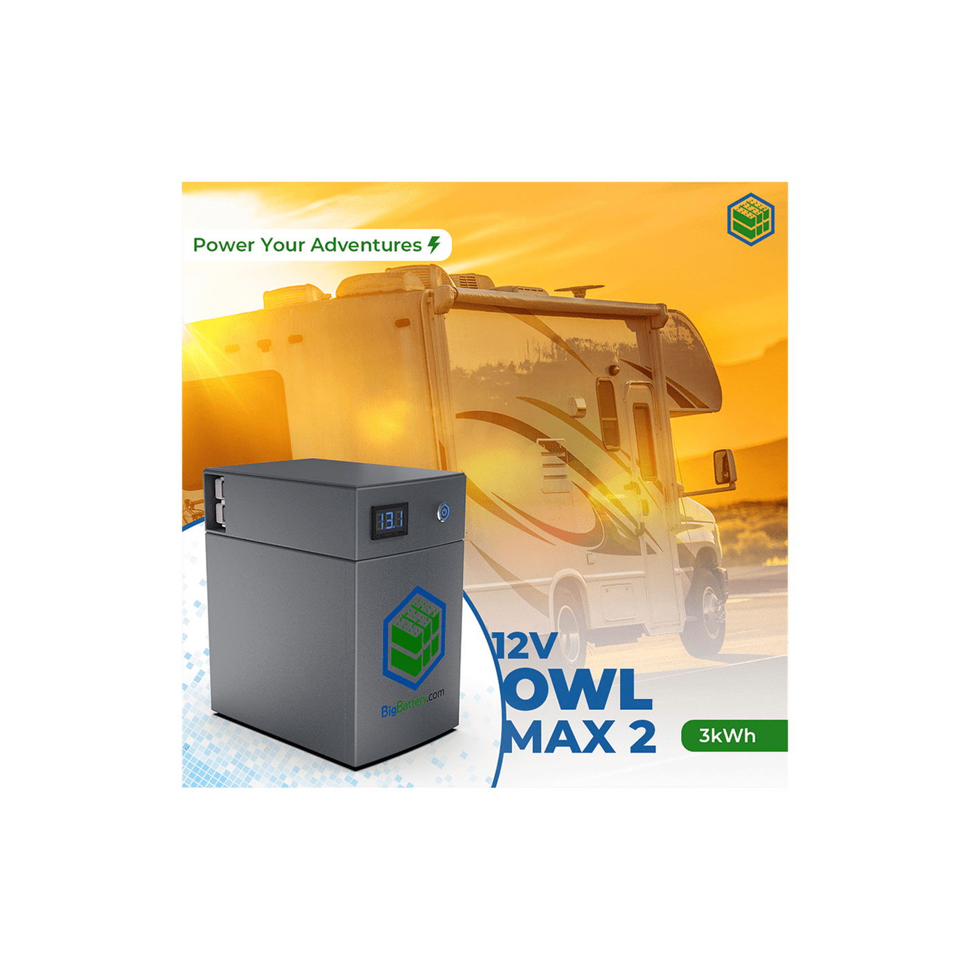 Big Battery 12V OWL MAX 2 LiFePO4 228Ah 3.018kWh — Solar Guys Pro