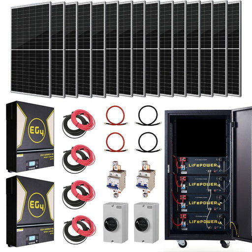 EG4 | Complete Off-Grid Solar Kit - 13,000W 120/240V Output / 48VDC 20.5kWh EG4-LifePower4 Lithium Powerwall 48VDC + 11,040 Watts of Solar PV |