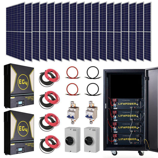 EG4 | Complete Off-Grid Solar Kit - 13,000W 120/240V Output / 48VDC 20.5kWh EG4-LifePower4 Lithium Powerwall 48VDC + 7,560 Watts of Solar PV |