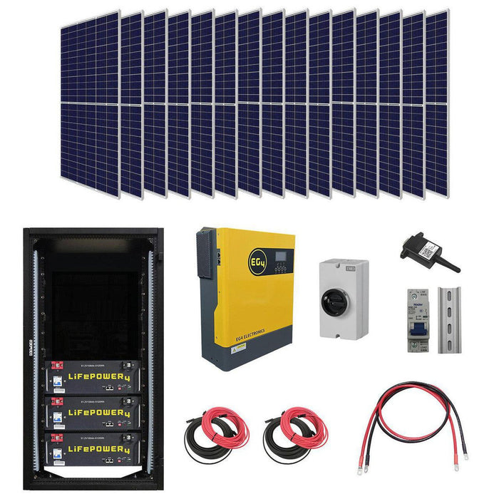 EG4 | Complete Off-Grid Solar Kit - 3000W 120V Output / 48VDC 15.4kWh EG4-LifePower4 Lithium Powerwall 48VDC + 4,800 Watts of Solar PV