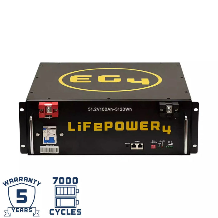 EG4 | LiFePO4 Lithium Batteries Kit 30.72kWh | 6 Server Rack Batteries | Welded Enclosed Rack, Door, Wheels