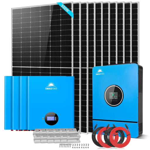 OFF GRID SOLAR KIT 10 X 550 WATTS SOLAR PANELS 4 X 5.12KWH POWERWALL LITHIUM BATTERY 10KW SOLAR INVERTER 48VDC 120V/240V SGM-10K20