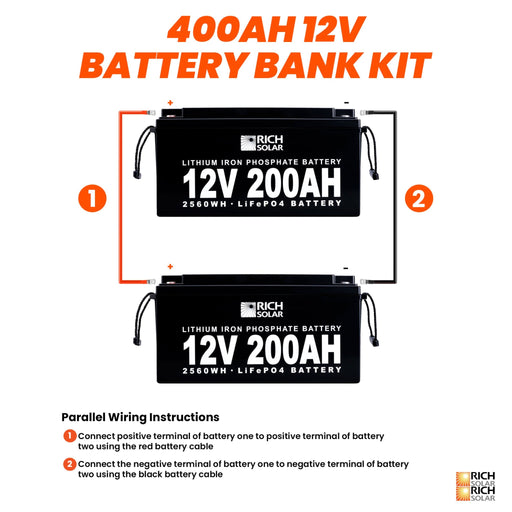 Rich Solar | 12V - 400AH - 5.1kWh Lithium Battery Bank