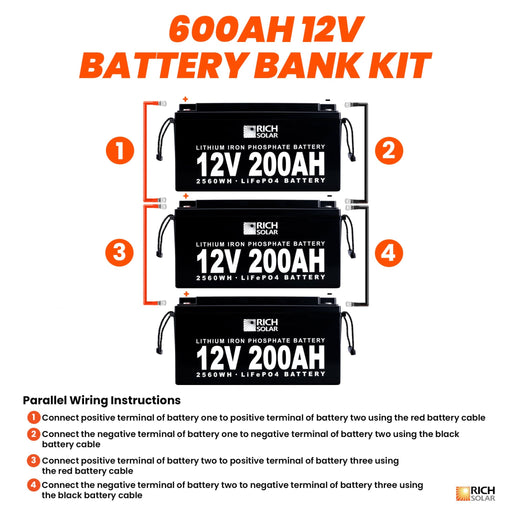 Rich Solar | 12V - 600AH - 7.6kWh Lithium Battery Bank