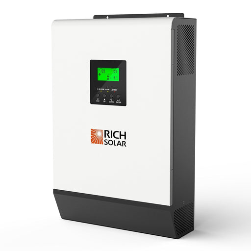 Rich Solar | Hybrid Off-Grid Inverter | 2400W 24V 120A Output + 2.4kW Solar Input | 80A MPPT Charge Controller Grid Feedback Optional
