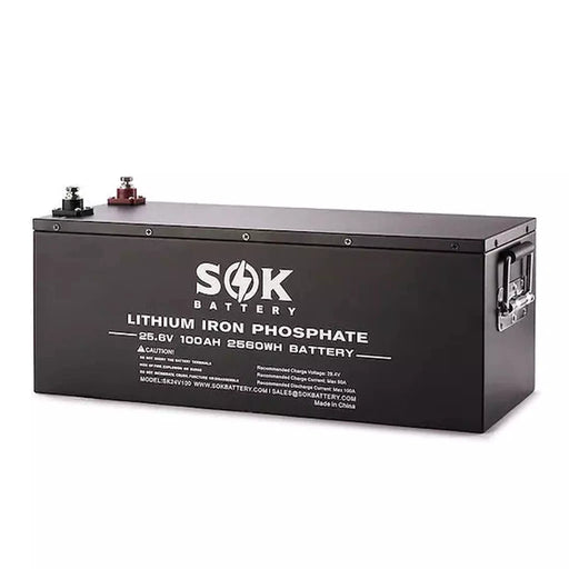 SOK Battery | 24V 100Ah LiFePO4 Battery | 2,560wH / 2.56kWh Lithium Solar Battery