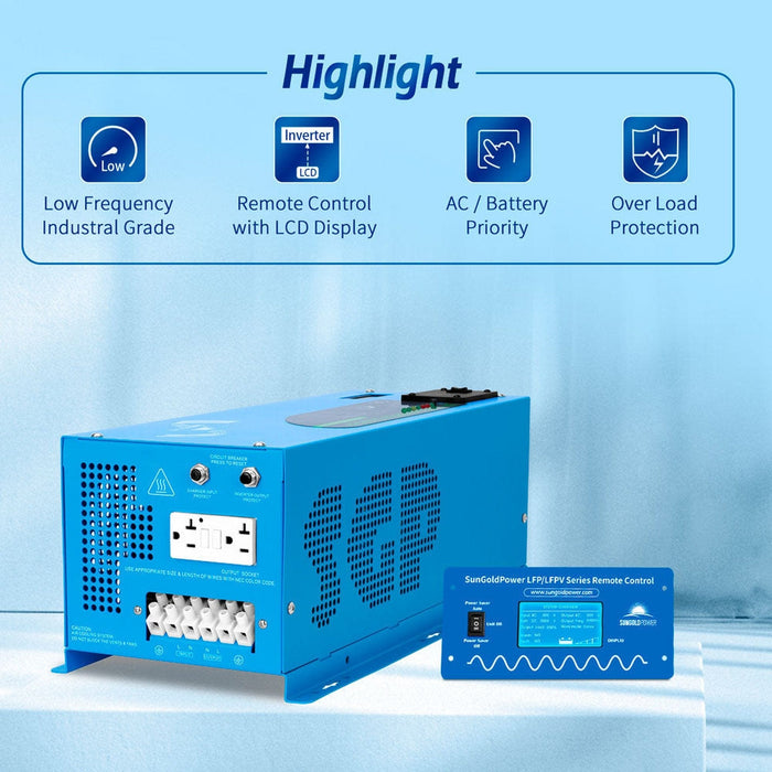 SunGold Power | 2000W DC 24V Pure Sine Wave Inverter With Charger