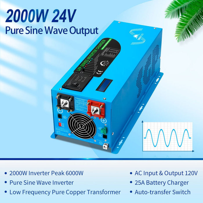 SunGold Power | 2000W DC 24V Pure Sine Wave Inverter With Charger