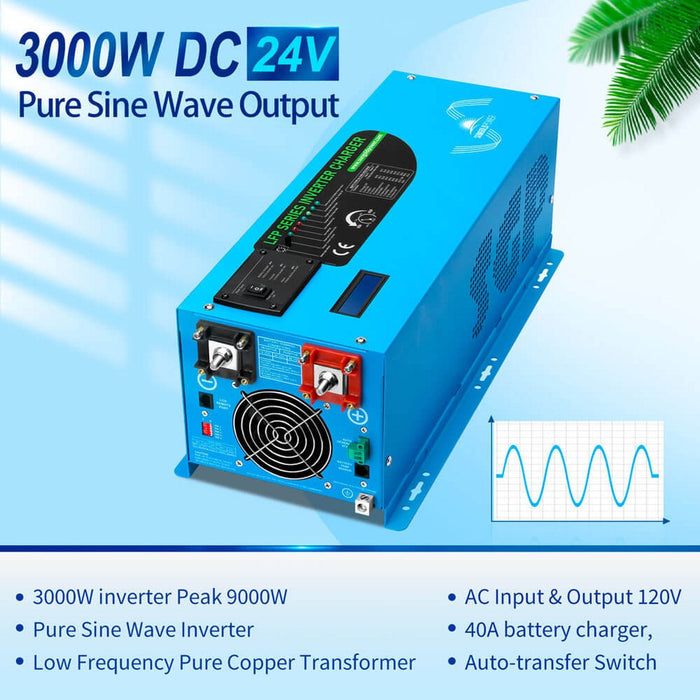 SunGold Power | 3000W DC 24V Pure Sine Wave Inverter With Charger