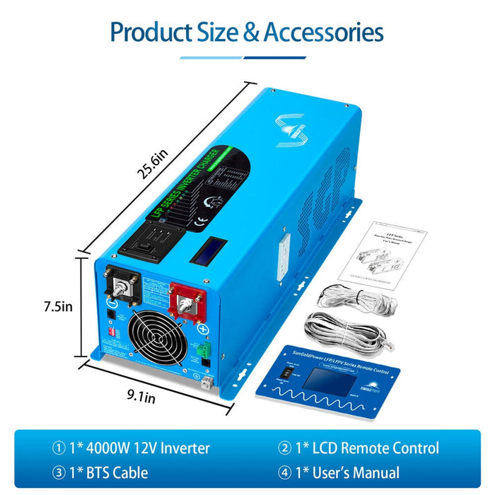 SunGold Power | 4000W DC 12V Pure Sine Wave Inverter With Charger