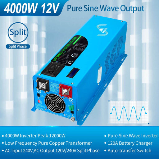 SunGold Power | 4000W DC 12V Split Phase Pure Sine Wave Inverter With Charger