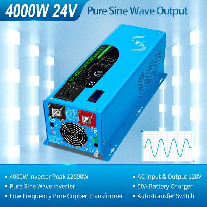 SunGold Power | 4000W DC 24V Pure Sine Wave Inverter With Charger