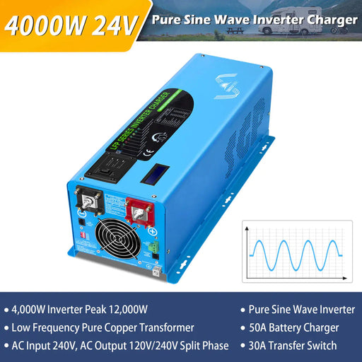 SunGold Power | 4000W DC 24V Split Phase Pure Sine Wave Inverter With Charger