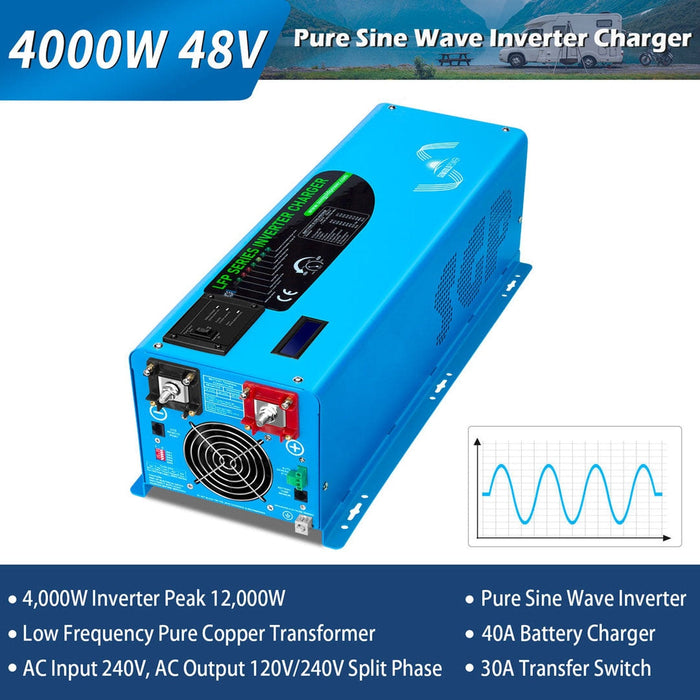 SunGold Power | 4000W DC 48V Split Phase Pure Sine Wave Inverter With Charger | UL1741 Standard