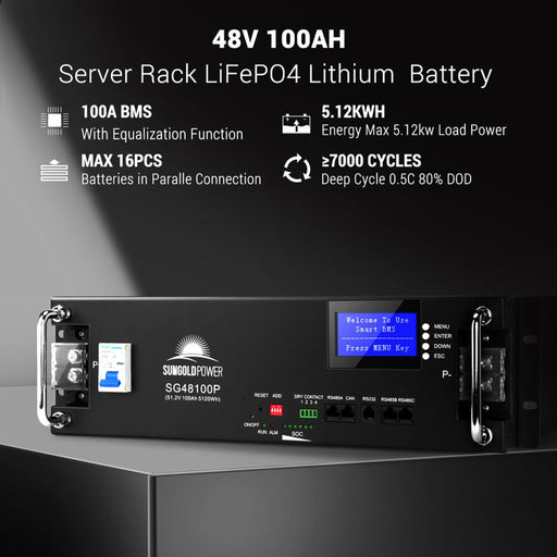SunGold Power | 48V 100AH Server Rack LiFePO4 Lithium Battery SG48100P