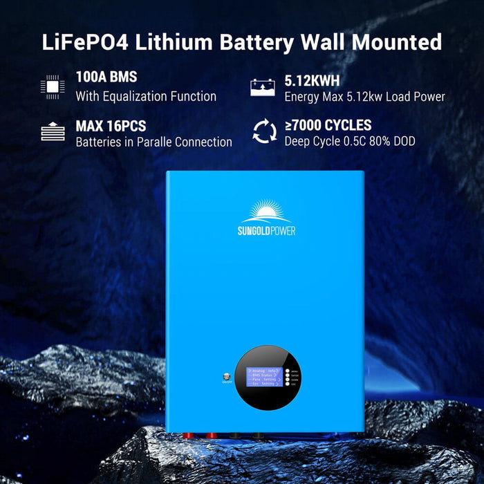 SunGold Power | 5.12KWH Powerwall LiFePO4 Lithium Battery SG48100M