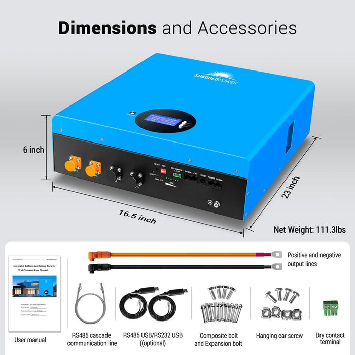 SunGold Power | 5.12KWH Powerwall LiFePO4 Lithium Battery SG48100M