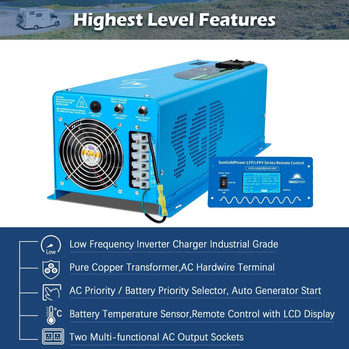 SunGold Power | 6000W DC 48V Split Phase Pure Sine Wave Inverter With Charger UL1741 Standard