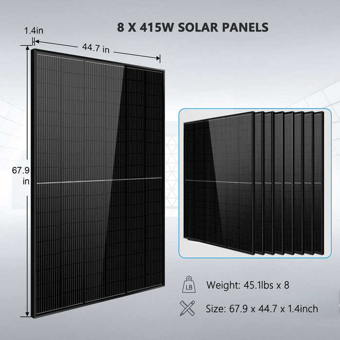 SunGold Power | Off-Grid Solar Kit 6500W 48VDC 120VAC LifePo4 10.24KWH Lithium Battery | 8x 415W Solar Panels