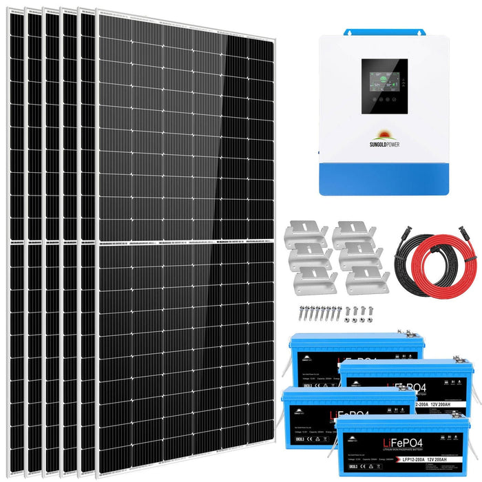 SunGold Power | Solar Kit 5000W 48V 120V Output 10.24KWH Lithium Battery | 2700 Watt Solar Panel