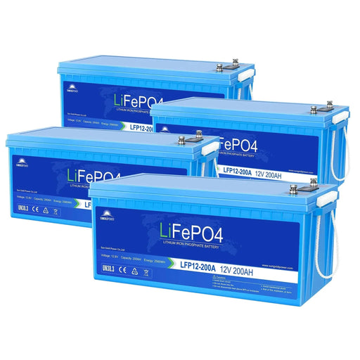 SunGoldPower 4 X 12V 200AH LIFEPO4 Deep Cycle Lithium Battery / Bluetooth /Self-Heating / IP65