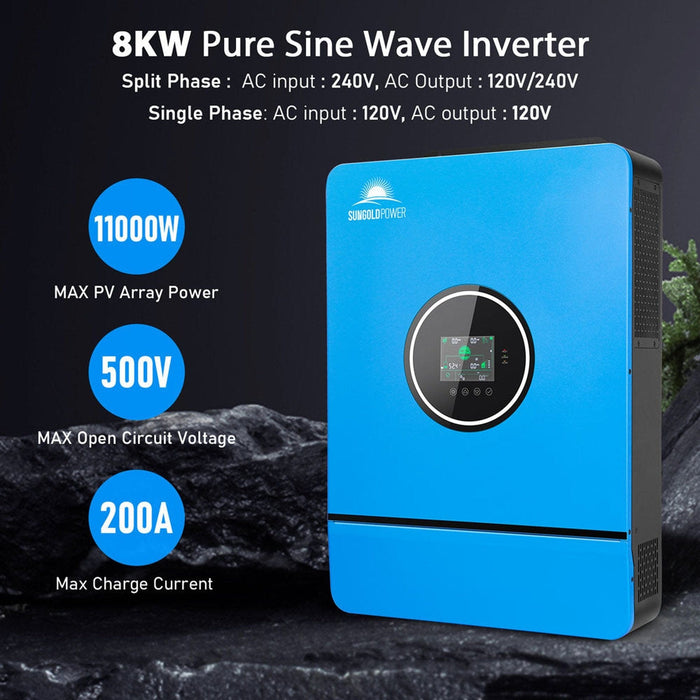 SunGoldPower | Off-Grid Solar Kit 8000W 48VDC 120V/240V LifePo4 10.24KWH Lithium Battery | 8x 415 Watts Solar Panels image 13