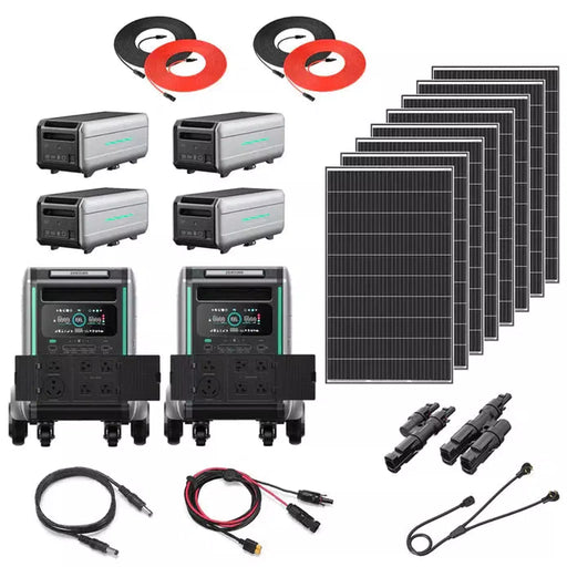 Zendure | SuperBase V4600 27.6kWh Power Station Kit | 2 x 3,600W Station | 8 x 335W Rigid Mono Solar Panels | 4 x 4608Wh Batteries
