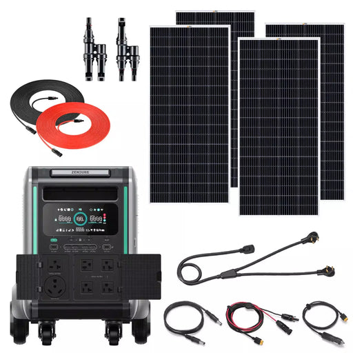 Zendure | SuperBase V4600 3600W 120/240V Portable Power Station Kit | 800W-1600W Rigid Mono Solar Panels
