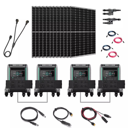 Zendure | SuperBase V4600 3600W 120/240V Power Station Kit | 18.4kWh Lithium Battery Bank | 12 x 335W Solar Panels