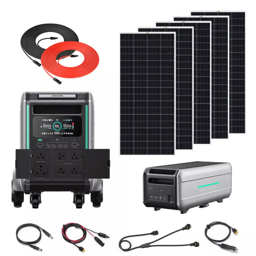 Zendure | SuperBase V4600 3600W Power Station Kit | 9.2kWh Battery Bank | 200W Rigid Mono Solar Panels