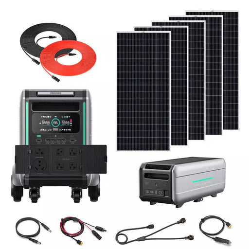 Zendure | SuperBase V6400 3,600W 120/240V Power Station Kit | 12,8kWh Lithium Battery | 200W Rigid Mono Solar Panels