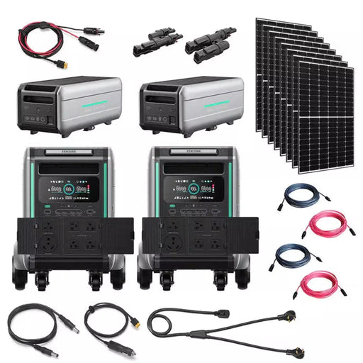 Zendure | SuperBase V6400 7200W 120V/240V Portable Power Station Kit | 25.6kWh Lithium Battery Bank | 8 x 335W Solar Panels 2,680W
