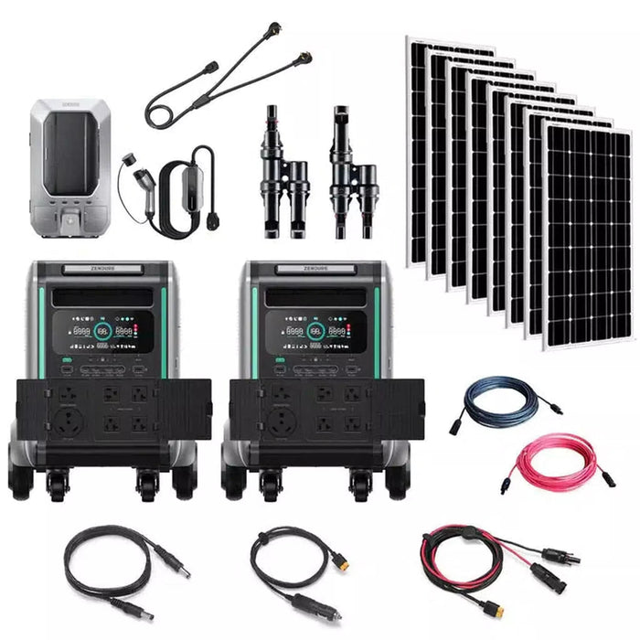 Zendure | Superbase V6400 7,200W 120/240V Portable Power Station Kit | 12 x 100W 12V Mono Solar Panels | 9,200Wh Lithium Battery Bank